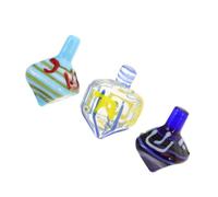 DEARMAMY 3pcs Glass Hanukkah Dreidel Elegant Judaica Keepsake for Adults Traditional Holiday Decor Portable Collectible Dreidels for Hanukkah Celebration and Educational Games