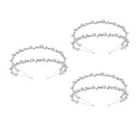 DEARMAMY 3pcs Hair Accessories for Girls Women Wedding Guest Headband Alloy Double-row Jewelry Headdress