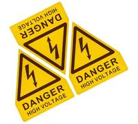DEARMAMY 3pcs High Voltage Warning Signs Safety Sticker 85x100mm Yellow Black Pvc Electrical Shock Hazard Decals for Industrial Machinery and Construction Sites