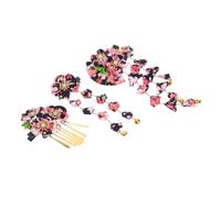 DEARMAMY 3pcs Japanese Kimono Hair Clips with Floral Design and Tassels Elegant Lightweight Hair Barrettes Inspired by Traditional Culture for Women Hanfu Cosplay and Wedding Accessories