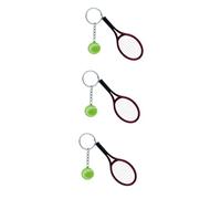 DEARMAMY 3pcs Keychain Ring Tennis Racket Keyring PVC Sports Keyring Funny Key Chain Keychains Portable Accessory Random Color
