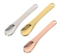 DEARMAMY 3pcs Mini Face Cream Spatulas Set, Metal Reusable Cosmetic Spoons for Skin Care, Lotion and Eye Cream Applicators in Gold Silver Rose Gold for Precise Facial Use