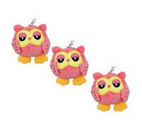 DEARMAMY 3pcs Owl Shape Hanging Decor Keychain Set Fluffy Keyring Creative Key Pendants for Luggage Dolls and Decor Random Color