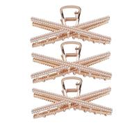 DEARMAMY 3Pcs Pearl Alloy Hair Claws Durable Hair Jaw Clips for Thick Thin Hair Clamps for Daily Use for Styling Makeup and Face Washing