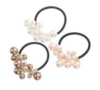 DEARMAMY 3pcs Pearl Hair Ties for Women High Elastic Beaded Scrunchies with White Pink Colors Comfortable Flexible Ponytail Holders Hair Accessories for Daily Wear Party Wedding