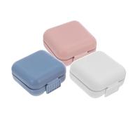 DEARMAMY 3pcs Portable Pill Organizer with Airtight Compartments Weekly Medicine Case for Travel Pill Dispenser for Vitamins Supplements Fish Oil Compact Flip Lid Design for Easy Access