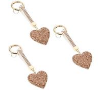 DEARMAMY 3pcs Rhinestone Heart Keychain Stylish Handbag Charm and Wallet Chain Accessory Lightweight Key for Car Keys Backpacks and Handbags for Her