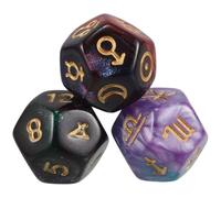 DEARMAMY 3pcs -sided Zodiac Dice Set for Divination and Tabletop Games, Resin Material with Cosmic Design, Numbered Astrology Dice for Constellation Analysis and Versatile Gameplay