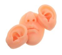 DEARMAMY 3pcs Silicone Body Parts Model Set for Piercing Practice Human Ear Nose and Mouth Mold Made of Soft Flexible Silicone for Makeup Training and Anatomy Study