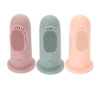 DEARMAMY 3pcs Silicone Toothbrush Oral Care Finger Stall for Boy Girl Soft Bristles Hollow Design for Easy Drying Supports Early Teeth Cleaning Oral Habits
