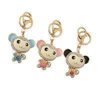 DEARMAMY 3pcs Small Monkey Decor Keyring Pendant Rhinestone Monkey Keychain for DIY Crafts Decor