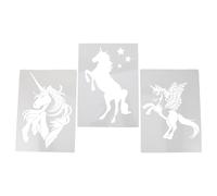 DEARMAMY 3Pcs Small Unicorn Stencil Set, Horse Drawing Template for DIY T-Shirt Design, Fabric Art and Wood Projects, Christmas and New Year Craft Supplies