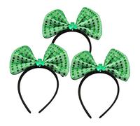 DEARMAMY 3Pcs St Patricks Day Green Bow Hairband Lightweight Cloverleaf Headbands for Party Photo Props Comfortable Festival Hair Accessories for Women