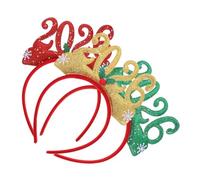 DEARMAMY 3pcs Years Eve Hairbands Glitter Party Headwear for Women Lightweight Festive Hair Hoops in Red Gold Green Easy Outfit Match for Holiday Celebrations and Photo Props