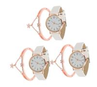 DEARMAMY 3sets Elegant Female Watch Delicate Wrist Watch Lightweight Skin-Friendly Material Classic Leisure Style for Women Wrist Decor