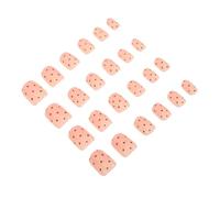 DEARMAMY 4 Sets Dot Pattern Press on Nails Short Square Handmade False Nail Tips for Women Home and Party Manicure 24 Pieces