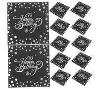 DEARMAMY 40Pcs Silver Foil Birthday Napkins Elegant Disposable Paper Napkins for Men Soft Durable Hand Towels for Cocktail Dinner Party Decorations