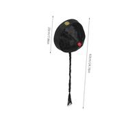 DEARMAMY 4pcs Ancient Chinese Royal Emperors Hats with Ponytail Traditional Oriental Drama Cap Handmade Embroidery Comfortable Nylon Fit for Adult Cosplay Stage Performance