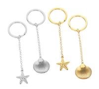 DEARMAMY 4pcs Bohemia Style Shell Keychain Bag Charm Key Ring Decor Keychain Pendant for Friends Families