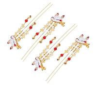 DEARMAMY 4Pcs Cartoon Hair Clip Chinese Style Tassel Hairpin Elegant Barrettes for Women for Festivals Parties Photography Design