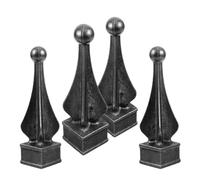 DEARMAMY 4pcs Cast Iron Metal Fence Finials Decorative Finial Post Tops Gate Railing Post Caps Black for Garden Yard Patio Outdoor Fence Protection