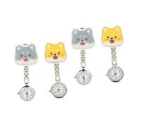 DEARMAMY 4pcs Digital Pocket Watch for Nurses and Doctors Creative Cartoon Design Chest Watch for Everyday Use