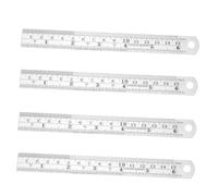 DEARMAMY 4Pcs Double Scale Stainless Steel Rulers Straight Edge for School Students Architects and Engineers Silver Measuring Tools with British Standard Markings