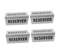 DEARMAMY 4Pcs Double-sided Stainless Steel Party Reserved Signs Silver Table Cards for Banquet Bar Wedding Event Reusable Reservation Markers