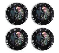 DEARMAMY 4pcs Electric Guitar Knob Caps with Abalone Top, Black Rubber Speed Volume Tone Control Potentiometer Caps for Amplifier and Paul Guitar, Compatible Replacement for Audio Gear