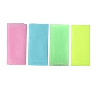 DEARMAMY 4pcs Exfoliating Bath Scrubber Towels with Bubble Foam Effect, Skin-friendly Nylon Body Washcloths for Shower and Bath, Multi-color Set for Deep Cleansing and Gentle Exfoliation