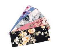 DEARMAMY 4pcs Flower Fitness Headband Elastic Hair Accessories for Women Includes Pink and Grey White Buttons for Sports Yoga and Everyday Wear
