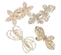 DEARMAMY 4pcs Flower Hair Clips Shiny Butterfly Hair Barrettes for Chic Hairpins for Weddings Parties and Daily Styling