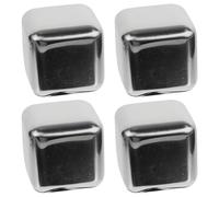 DEARMAMY 4Pcs Food-Grade 304 Stainless Steel Whiskey Ice Cubes, Reusable Metal Whiskey Stones for Chilling Wine and Spirits, Silver Metal Ice Cubes Set for Home Bar Use