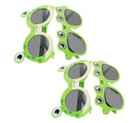 DEARMAMY 4pcs Frog Sunglasses Cute Animal Shaped Novelty Summer Eyeglasses for Birthday Party Photo Booth Luau Props with Gray Lenses for Adults