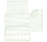 DEARMAMY 4pcs Geometric Circle and Oval Drawing Stencils Set, Plastic Hollow Template Rulers for Drafting, Painting, and Technical Drawing, Suitable for Artists and Students