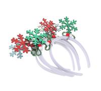 DEARMAMY 4pcs Glitter Snowflake Headbands Lightweight Winter Wonderland Accessories for Women and Christmas Party Decorations with Unique Glitter Tiara Design Family Friendly Holiday