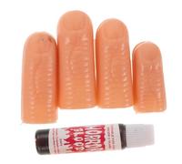 DEARMAMY 4pcs Halloween Bloody Finger Fake Prop Kit Artificial Blood Stage Show Accessories for Cosplay Haunted House Decorations and Halloween Party Makeup