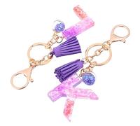 DEARMAMY 4pcs k Initial Letter Keychains Resin Alphabet Pendants Stylish Keyring Accessories for Women Handbag Charms Glitter Finish