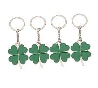 DEARMAMY 4pcs Keychain Four-Leaf Charm Lucky Keychain Luck Charms St Patricks Day Key Fob Cover Key Chain Rings Four Bracelet Lucky Shamrock Bracelet Green Zinc Alloy