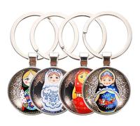 DEARMAMY 4pcs Matryoshka Keychain Home Keychain Nesting Doll Keyrings Bulk Kawaii Russian Doll Key Chains Unique s Utility s for Key Ring
