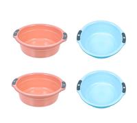 DEARMAMY 4Pcs Medium PP Wash Basin with Double Handles, Thickened Bathroom and Kitchen Cleaning Basins for Face Washing, Laundry, and Vegetable Washing, Portable Storage and Random Color