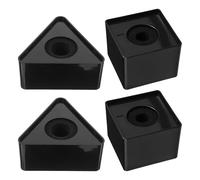 DEARMAMY 4Pcs Microphone Flag Station Set, Portable Wireless Mic Logo Cubes with 2 Black Square and 2 Triangle Mic Logo Signs for Interview and Host Use