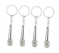 DEARMAMY 4pcs Microphone Key Chain Pendant Keychains for Bags Chic Hanging Decor Lifelike Design for Friends Family Keyring Accessory