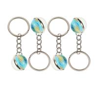 DEARMAMY 4pcs Mini Glass World Globe Keychains Set - Zinc Alloy Earth Planet Pendant Keyrings - Traveler Backpack Accessories - Space-Themed Decorative Globe Ornaments for Party Favors