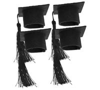 DEARMAMY 4pcs Mini Graduation Caps Wine Bottle Toppers Tassels Funny Graduation Hat Decorations for Parties Felt Material for Wine and Beverage Bottles