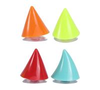 DEARMAMY 4pcs Motorcycle Helmet Horns with Suction Cup Removable Bull Horns Decoration for Smooth Surface Helmets Plastic Rubber Headwear Accessory in Red Green Orange Color