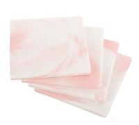 DEARMAMY 4pcs Pink Marble Pattern Ceramic Coasters Set, Heat-resistant Square Cup Mats with Non-slip Surface, Decorative Drink Coasters for Tea Cups and Tabletop Use