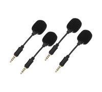 DEARMAMY 4pcs Portable Noise Reduction Microphones with Plastic and Copper Build, Convenient to Use for Live Streaming and Home Voice Recording, Black Colour Compact Design