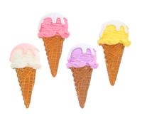 DEARMAMY 4Pcs Realistic Simulation Ice Cream Models Set, Miniature Fake Ice Cream Cone Props for Party Decorations, Store Displays, and Food Photography Accessories