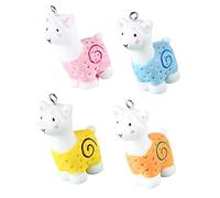 DEARMAMY 4Pcs Resin Alpaca Charms DIY Craft Pendants Adorable Animal Decoration for Keychains Bag Accessories Retro Style Versatile Ornaments for Creative Jewelry Making